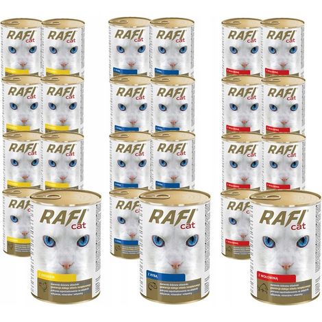 Cibo umido per gatti RAFI CAT - mix di 3 gusti - lattina da 24x415g