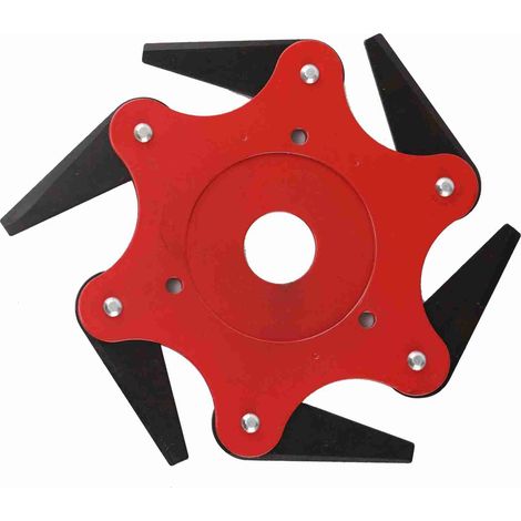 Tête de débroussailleuse à 6 lames, diamètre intérieur 2,5 cm, en nylon et acier au manganèse, rouge. (1/5)