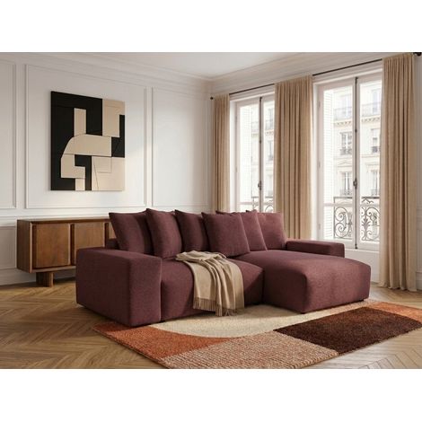 BOBOCHIC - Canapé d'angle fixe réversible VOLTAIRE tissu chiné Rouge (1/5)