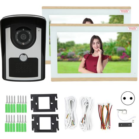 Interphone vidéo filaire WiFi TUYA avec 2 moniteurs 10 pouces pour villa domestique, prise UE 100-240V (1/5)