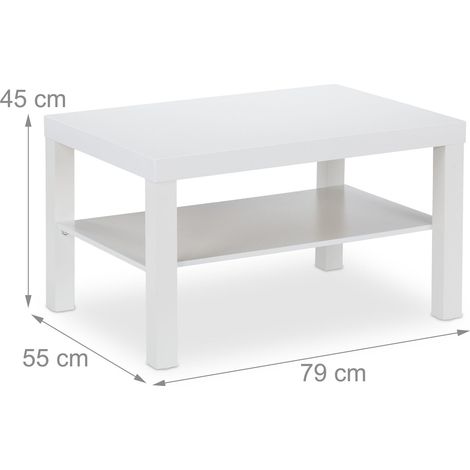 Pratico tavolino da caffè rettangolare da salotto 90 x 60 x 45 cm in MDF bianco 130016531