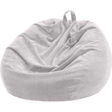 Housse de Pouf de 0,9 m (sans Remplissage) – Grande Housse de Pouf de Rangement pour Animaux en Peluche Lavable en Velours côtelé pour Adultes, Enfants, Gris Clair (1/5)