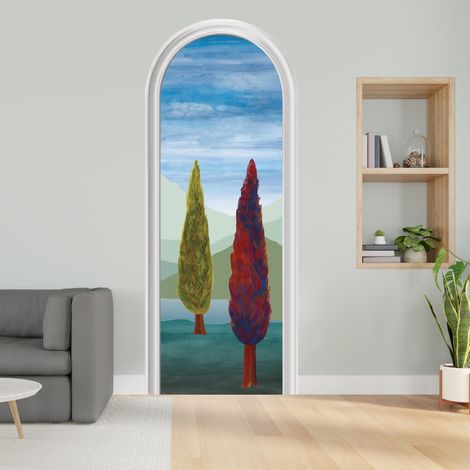 Grand Décor Panoramique Découpé, Arche boiserie paysage de Toscane III, 204cm X 83 cm (1/5)