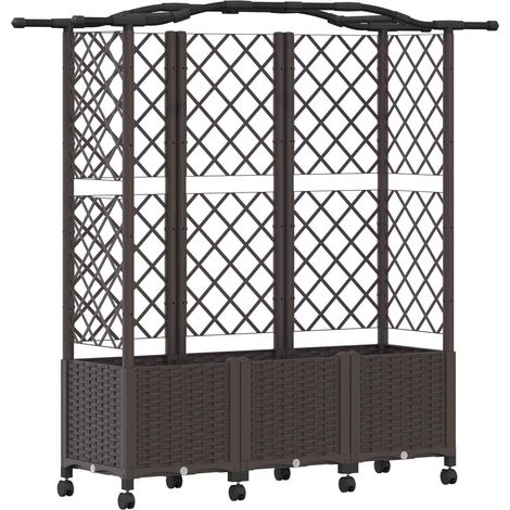 vidaXL Raised Bed with Trellis and Roof Brown 163 x 40 x 144 cm PP (1/5)