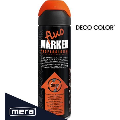Marqueur Topographique Spray - Fluomarker Orange - 500 ml - Pour Asphalte Béton Métal Bois Verre Pierre Sol - Extérieur Intérieur