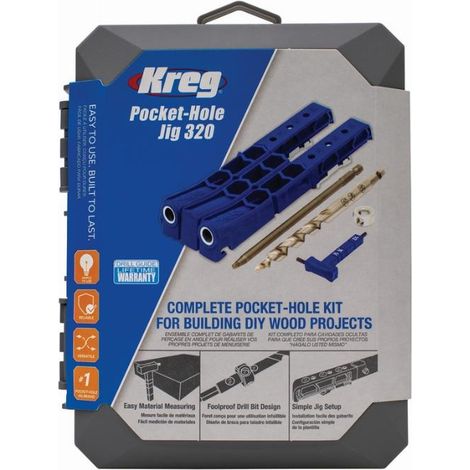 Kreg – Gabarit de perçage pour vis biaises – Diamètre 9,52 mm – Réglable pour matériaux 12-38 mm – Base anti-dérapante – KPHJ320