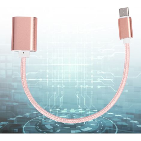 2 Pièces Câble OTG Type C, Adaptateur USB pour Transfert de Fichiers, Lecteur de Cartes Mémoire, Rose