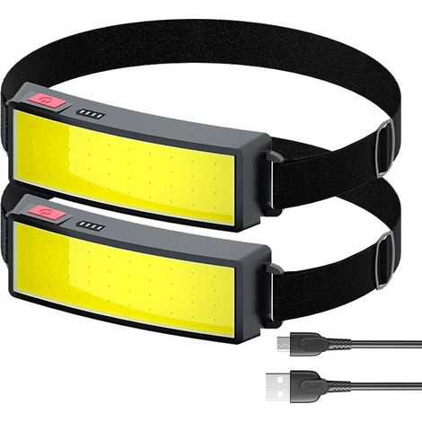 LED-Stirnlampe, USB-aufladbar, COB, wasserdicht, Scheinwerfer – Autoreparatur und Bauarbeiten – Helmlampe – Radfahren, Angeln, Outdoor-Aktivitäten, 2er-Pack