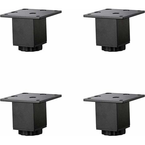4 Pièces(5cm/2in) Pieds de Meubles en Alliage D'aluminium Réglables en Hauteur,Pieds de Table Basse de Canapé,Pieds D'armoire de Salle de Bain de Lavabo,5-40cm,Noir Mat,avec Vis (1/4)