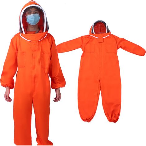 Oranger Imkeranzug Größe XXL - Schutzkleidung für Imker, professionelle Imkerausrüstung