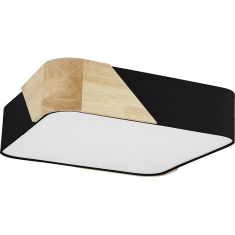 Éclairage de plafond moderne Grimaldino noir avec carré en bois - 99389