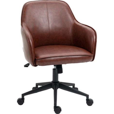 Chaise de bureau à bascule, réglable en hauteur de 93 à 101 cm, supportant jusqu'à 120 kg, aspect similicuir, marron (1/5)