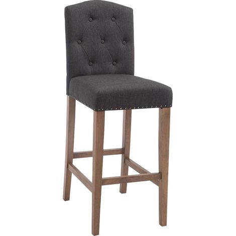 Tabouret de bar Louise tissu piètement antique Antique clair Gris foncé (1/5)