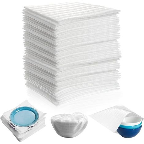 100 PCS Demenagement Feuilles Mousse Papier Bulle Déménagement Carton pour Cartons Déménagement Vaisselle, Plats, Assiettes, Verres Emballage (1/5)