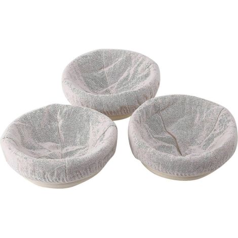 Lot de 3 paniers de fermentation pour pain de 12,5 cm (5 pouces), compatibles avec les petits pains et les pâtes jusqu'à 225 g, en rotin naturel, pour le levain. (1/4)