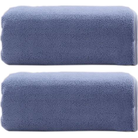 Lot de 2 serviettes éponge pour sauna, 70 x 135 cm, en fibre de polyester, pour douche, plage, bleu (1/5)