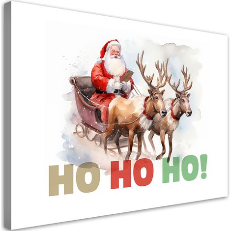 Tableau sur toile Père Noël sur un traîneau 100x70 (1/5)