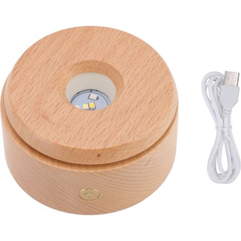 Base in legno per schermo LED, supporto girevole multimodale, illuminazione in legno, dimmer touch, vetro, supporto per opere d'arte 3D (1/5)