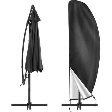 Telo di copertura per ombrellone a braccio laterale per ombrelloni Ø 2-4 m, in tessuto Oxford 210D, con custodia, 26540/70/50CM - Nero (1/4)