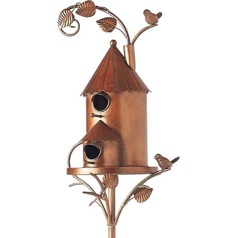 Maison Pour Oiseaux - Support En Métal Doré - Pour Jardin Cour Arrière Terrasse Extérieur - Hauteur Réglable En 3 Parties - 1 Pièce (1/2)