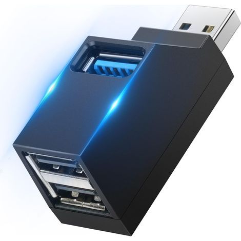 Hub USB Mini, Hub USB 3.0 à 3 Ports (1 usb 3.0 + 2 usb 2.0), U-SB Alimenté Adaptateur Portable pour Transfert Rapide de Données, Compatible avec Clés U-SB, Notebook PC, Portable, Clavier, Souris (1/5)