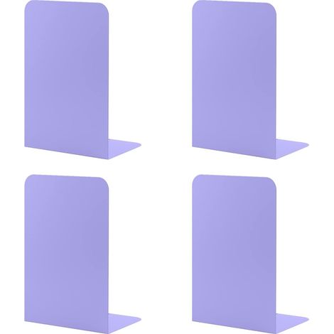 Serre-livres en métal, 2 paires, anti-rayures, idéal pour bureau, décoration, bibliothèque, école et librairie (violet)
