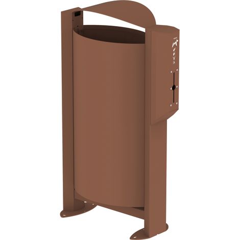 Corbeille sur pied / distributeur de sacs Arkea Canin - 60l - effet Corten (aspect acier rouillé) (1/3)