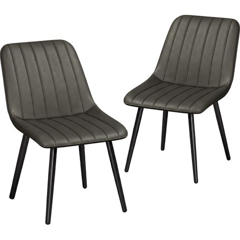 Faux Leather Dining Chairs, Set of 2, 61 x 51 x 78 cm, Grey (1/5)