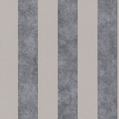 Papier peint intissé moderne cuisine et couloir | Papier peint salon rayures gris | Tapisserie grise à rayures pour chambre - 10,05 x 0,53 m (1/5)