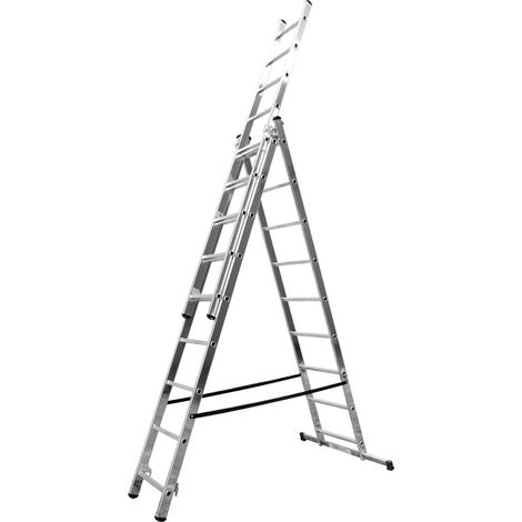 Echelle transformable 3 plans 3x9 échelons 4,85m/5,70m en aluminium Hailo HobbyStep Type d'embouts - Embout classique (1/5)