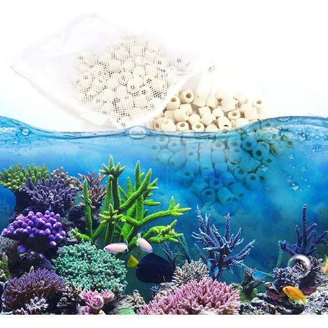 Anneau en céramique micro-perforé pour aquarium, matériau filtrant professionnel pour bactéries biologiques, avec sac en filet. (1/5)