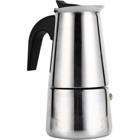 [NIEMALS VERWENDET] Espressomaschine, 4 Tassen, tragbare Mokkakanne aus Edelstahl, italienische Espressomaschine für Gasherd, Herd und Induktionsherd (4 Tassen – 200 ml, 17,5–8,5 cm)