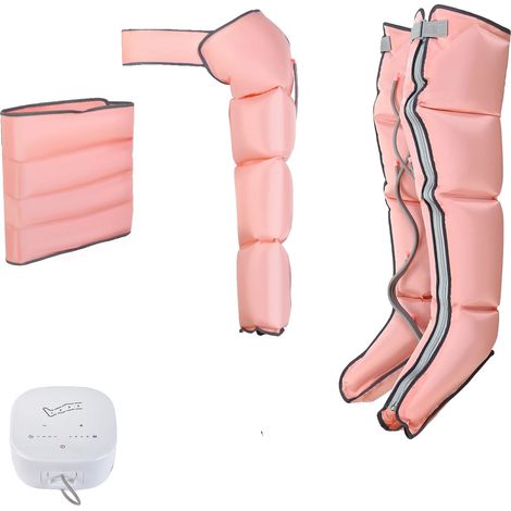 Sistema de masaje por compresión de aire, alivio corporal completo, presión ajustable, rosa. (1/2)