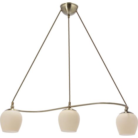 Suspension laiton patiné 3xE27 crème Serano Candellux (1/2)