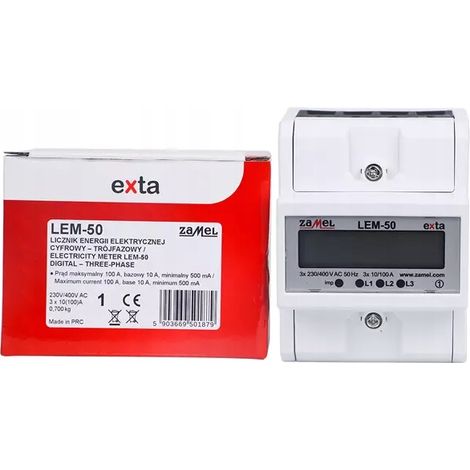 Compteur électrique LEM-50 - 3x230V - 100A - LCD - Précis et fiable - Installation simple (1/5)