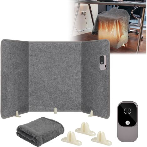 Jiubiaz Panneau Chauffant Infrarouge 205W Pliable avec 3 Niveaux de Chaleur,Minuterie,Écran Numérique et Couverture pour Bureau (1/5)