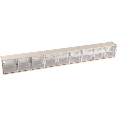 Bloc tiroir incliné 9 tiroirs RS PRO en Plastique, 77mm x 600mm x 51mm ( Prix pour 1 )