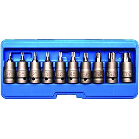 BGS  Juego  de  puntas  de  impacto  entrada  cuadrado  interior  12,5  mm  (1/2")  perfil  en  T  (para  Torx)  T20  -  T70  10  pzs.  -  5097