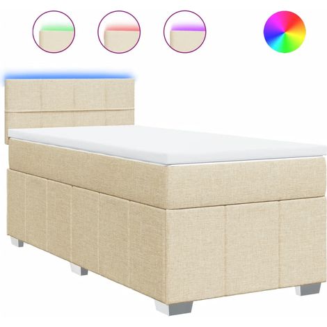 Maison Exclusive - Giroletto a Molle con Materasso Crema 100x200 cm in Tessuto (1/5)