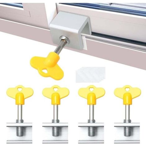 4PCS Serrures pour Fenêtres Coulissantes,Serrure Fenetre Coulissante, Bloque Porte Coulissante Verrou Fenêtre Réglable Bloque - Sécurité Renforcée en Alliage d'Aluminium pour Vos Fenêtres (1/4)