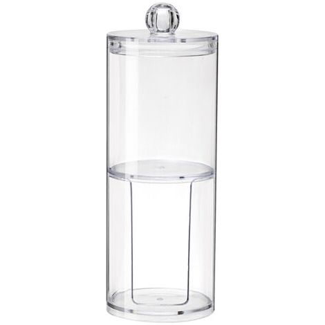 Distributeur Tampons Coton Distributeur Coton Tige Support Tampons Coton Plastique Boule Coton Transparente Boîte Récipient Acrylique avec Couverclepour Coton Tige Tampons Coton, (1/5)