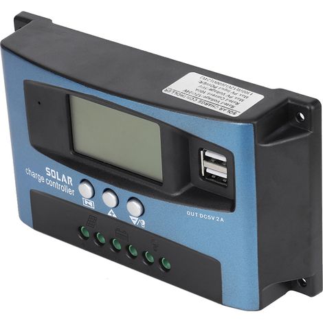 60A MPPT-Solarladeregler, zwei USB-Anschlüsse, LCD-Bildschirm, 12V 24V, Photovoltaik-Panel-Controller, robustes Gehäuse, hocheffizientes intelligentes Ladegerät. (1/5)