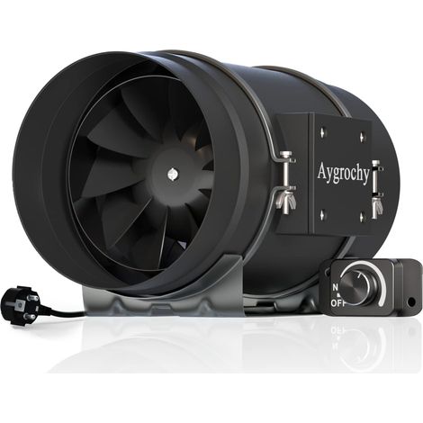 200mm Extracteur d'Air réglable, EC Moteur ventilateur extracteur avec IEC EU Plug ent 1,5 m de Cordon d'alimentation EU pour VMC Salle de Bain, tentes de culture, ventilation Bureau. (1/5)
