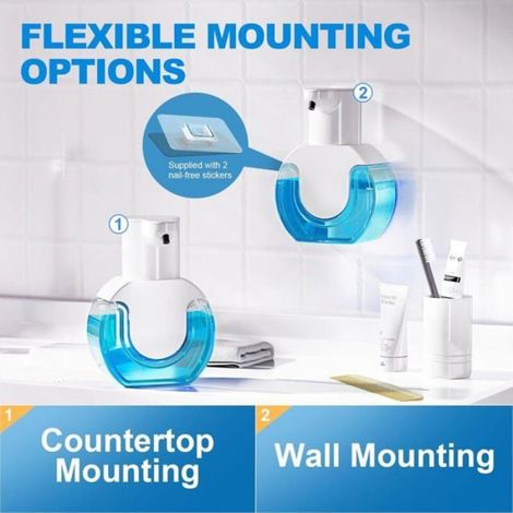 Distributeur Savon Automatique - Mousse 430 ml - Fixation Murale ou Sur Table - Capteur Sans Contact - Réglage 4 Niveaux (1/4)