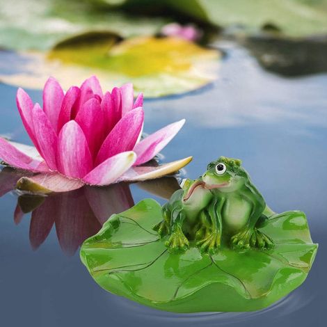Figure grenouille flottante résine – marron et verte – décoration baignoire étang – cadeau mignon