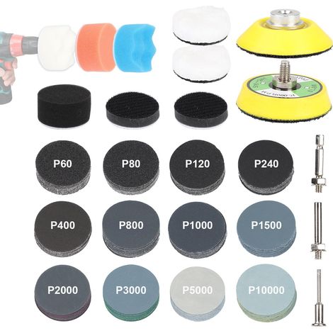Lot de 193 embouts de polissage pour visseuse sans fil, 50 mm, tampon de polissage pour phares, kit de polissage de voiture, embout de ponçage pour visseuse sans fil, pour polissage, meulage (1/5)