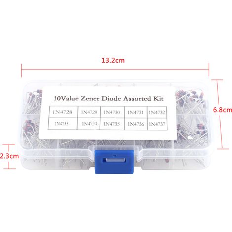 Boîte de composants contenant 200 diodes Zener de 1 W de 10 types différents (1/5)