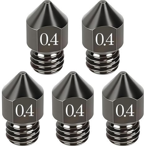 Pack of 5 MK8 nozzles for Makerbot Creality CR-10 All Metal Hotend 3D printer, Ender 3/Ender 3 Pro, CraftBot CR-10 1.75mm 3D printer filament (1/5)