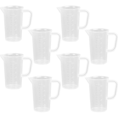 8 Pcs Verre Doseur en Plastique, 100 ml Tasses à Mesurer Graduée, Doseur en Plastique, Verres à Mesurer avec Poignées et échelle de Mesure, Tasse à Mesurer pour Laboratoire Cuisson Cuisine (1/5)