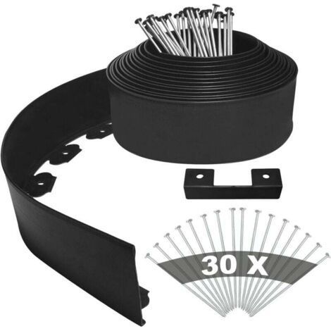 Garden edging, outdoor garden edging kit 10CM high and 10M long with 30 fixed stakes, 3MM thickness (1/4)